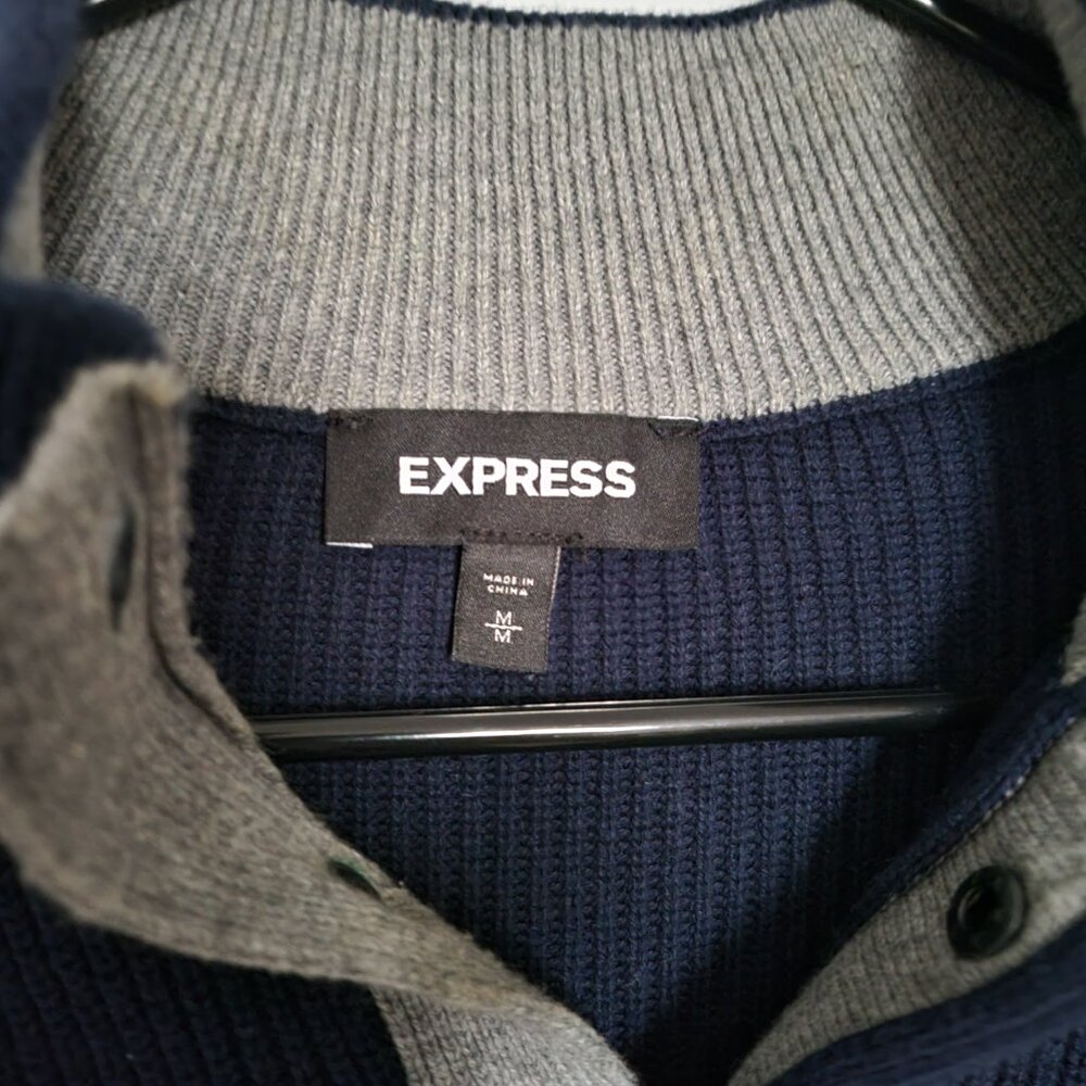 Express Men's 1/4 Button Sweater - Picture 2 of 5